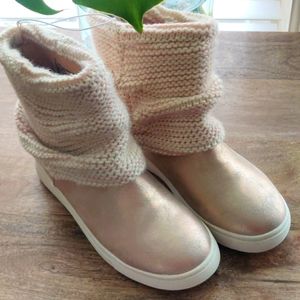 New Self Esteem Rose Gold Sneaker Boot with Knit